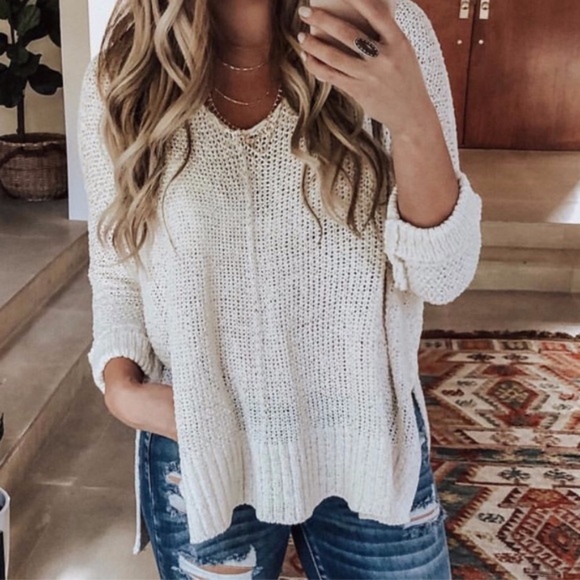 Bellanblue Sweaters - Cozy Side Slit Oversized Sweater Top